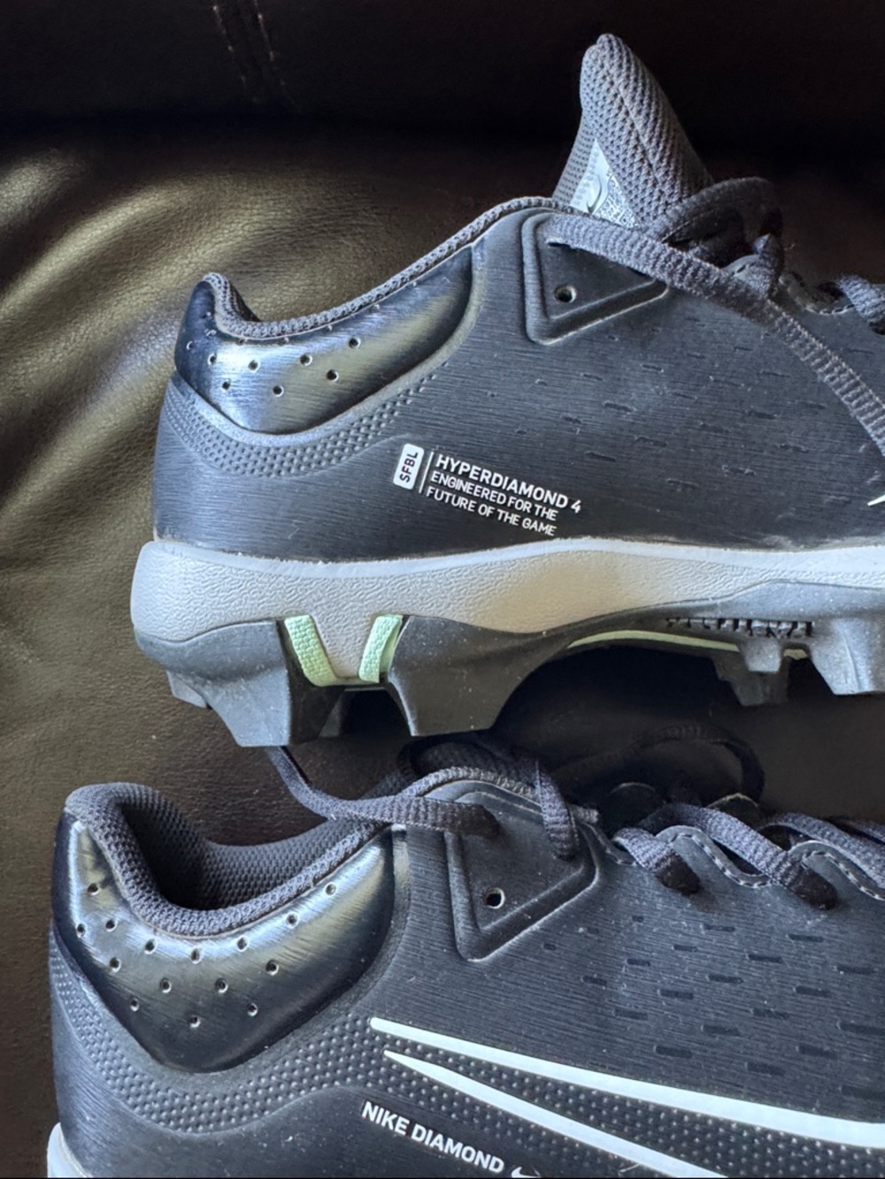 Nike Black Cleats with White Swoosh and Teal Accents - Picture 5 of 6